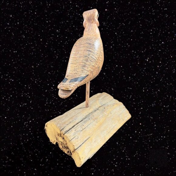 Vintage Carved Large Bird On A Driftwood Stand Signed Geo Porter Wis C420 Figure - Picture 7 of 14